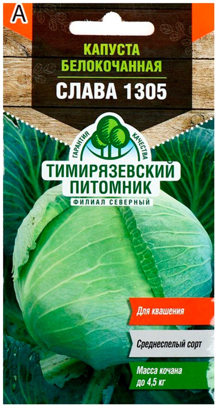 Семена Капусты белокочанной ТИМИРЯЗЕВСКИЙ ПИТОМНИК Слава 1305 средняя 1305  0,5 г — цена в Стерлитамаке, купить в интернет-магазине, характеристики и  отзывы, фото